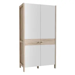 2 Door Wardrobe Matt White & Sonoma Oak Modern Design