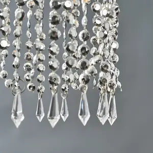 ValueLights Modern Chrome Acrylic Bead Effect Silver Ceiling Pendant Light Shade