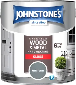 Johnstone's Exterior Hardwearing Gloss Paint Moher Slate- 2.5L