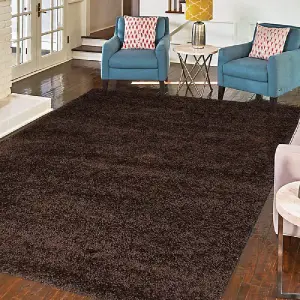 Chocolate Thick Shaggy Rug - California - 140x200cm (4'6" x 6'6")