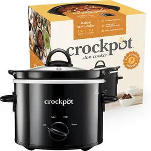 Crock-Pot Slow Cooker | Removable Easy-Clean Ceramic Bowl | 1.8 L Small Slow Cooker (Serves 1-2 People) | Energy Efficient | Black [CSC080]