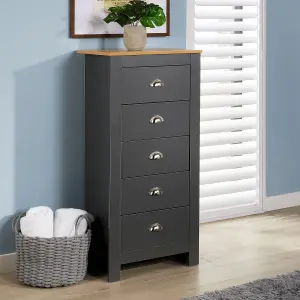 Home Source Camden 5 Drawer Chest Graphite