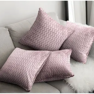 Moneeba Snug Soft Chevron Patterned Mink Moda Plush Cushion Mauve / 56cm x 56cm