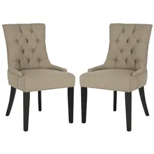 Baumgarten Upholstered Dining Chair (Set of 2) Taupe / Espresso