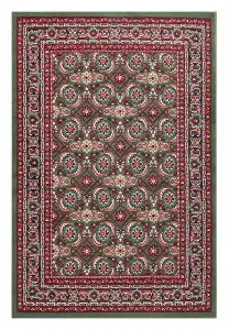 Traditional Green Bordered Floral Rug For Dining Room-67 X 200cm (Runner)