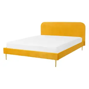 Velvet EU Double Size Bed Yellow FLAYAT