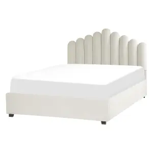 Velvet EU Double Size Ottoman Bed Off White VINCENNES