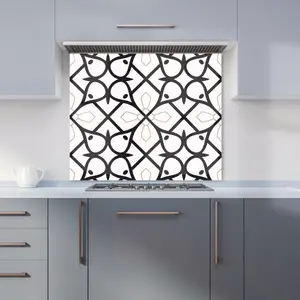 Arabic Style Pattern Premium Glass Kitchen Splashback W900mm x H650mm