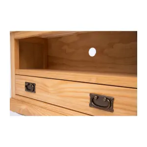 Lucca Waxed 1 Drawer TV Cabinet Brass Drop Handle