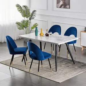 Zackery Velvet Upholstered Dining Chair (Set of 2) Dark Blue