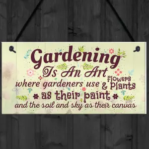 Red Ocean Gardening Is An Art Novelty Hanging Plaque SummerHouse Sign Garden Shed Friendship Gift