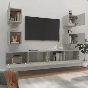 Berkfield 6 Piece TV Cabinet Set Concrete Grey Engineered Wood