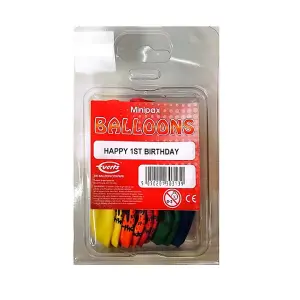 Everts MiniPax 1st Birthday Balloons (Pack of 10) Multicoloured (One Size)