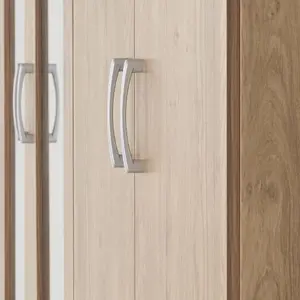 Charles 4 Door 2 Drawer Mirrored Wardrobe in Oak Effect Finish