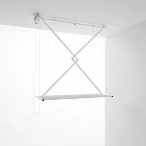 Foxydry Mini White Aluminium Foldable Retractable Clothesline 180cm H x 128cm W x 54cm D