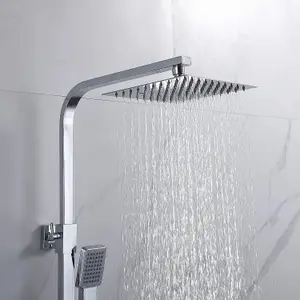 Modern Square Exposed Thermostatic Mixer Shower Set Shower Head and Handheld