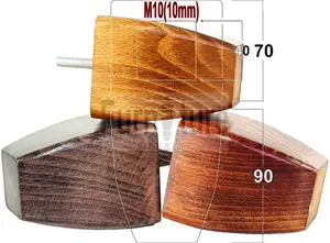 4 x SOLID WOODEN FEET REPLACEMENT FURNITURE LEGS 90mm HEIGHT  SOFAS CHAIRS STOOLS M10(10mm) TSP2031 (Raw)