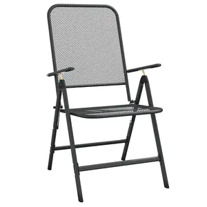 Berkfield Folding Garden Chairs 4 pcs Expanded Metal Mesh Anthracite