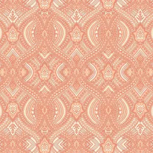 Hoopla Walls Orange Ogee Damask Smooth Matt Wallpaper