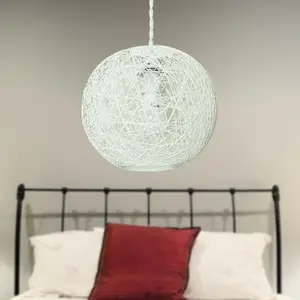 First Choice Lighting Set of 2 Abaca White 10" Globe Ceiling Light Shades