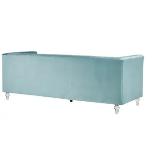 3 Seater Velvet Fabric Sofa Light Blue ARVIKA