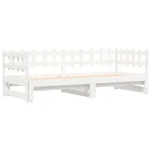 Berkfield Pull-out Day Bed White 2x(90x190) cm Solid Wood Pine