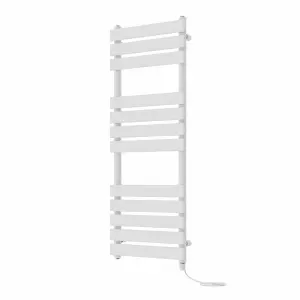 Rinse Bathrooms Electric Flat Panel Heated Towel Rail White Bathroom Ladder Radiator Warmer 1200x450mm 600W