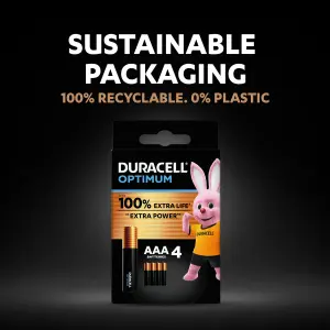 Duracell Optimum AAA Batteries, Pack of 4