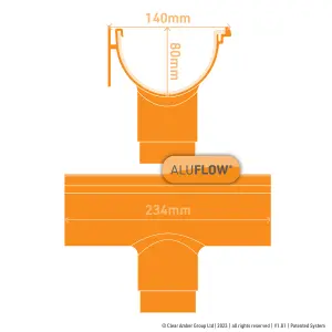 Aluflow Grey Half round Running Gutter outlet, (L)200mm (W)140mm