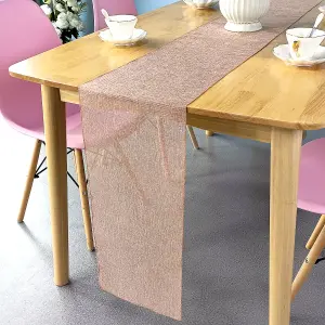 Neel Blue 29cm x 275cm Plain Hessian Table Runner, Blush Pink