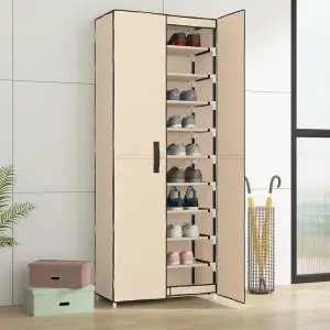 Berkfield Shoe Cabinet Cream 60x30x166 cm Fabric