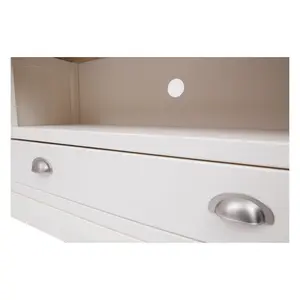 Cosenza Off White 1 Drawer TV Cabinet Chrome Cup Handle