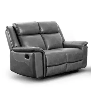 Toronto Grey Leather Like Manual Reclining Sofa Suite 3 Seater and 2 Seater