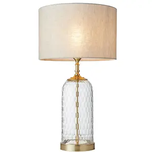 Geometric Glass Table Lamp Brass Trim BASE ONLY Modern Bedside Feature Light