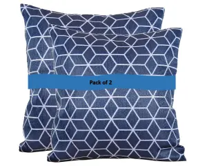 Pair of Outdoor Garden Sofa Chair Furniture Scatter Cushions - Blue Geometric