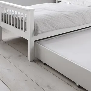 Hampshire Single Bed Frame with Olaf pull out Trundle in White