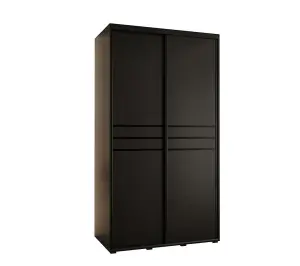 Sleek Black Sliding Door Wardrobe W130cmH205cmD60cm - Compact Storage with Elegant Design