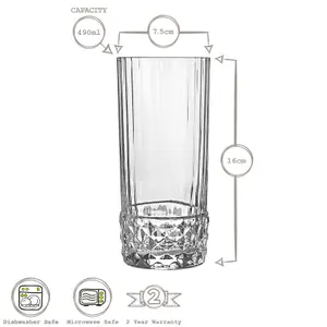 Bormioli Rocco - America '20s Highball Glasses - 490ml - Clear - Pack of 6