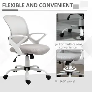 Vinsetto Mesh Office Chair Swivel Desk Task Computer Chair with  Lumbar Back Support, Adjustable Height, Arm for Home, Grey