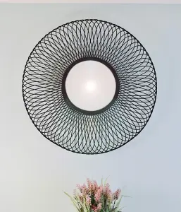 Juliet Round Accent Mirror,Sunburst Design,Black