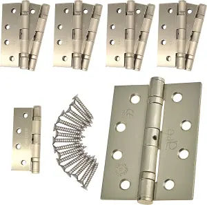 EAI - 4" Door Hinges & Screws G11 FD30/60  - 102x76x2.7mm Square - Satin Nickel Plated - Pack of 5 Pairs