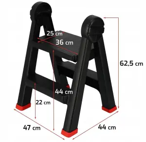 Folding Step Ladder 2 Plastic Non Slip Tread Safety Stool Heavy Duty Ladders