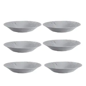 URBNLIVING 4cm Height Grey Glass Luminarc Dinnerware Soup Bowls Set of 6