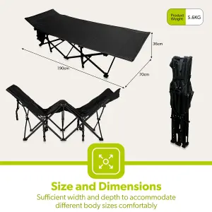 Royalford Folding Camping Beds for Adults, Heavy Duty Sturdy Portable Bed with Carry Bag and Side Pocket Outdoor, Travel