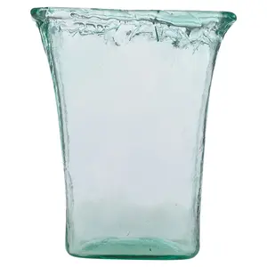 URBNLIVING 25cm Height Vintage Tall Vase Textured Glass Ribbed Rectangular Flower Holder Display