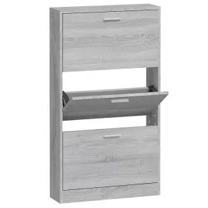 Shoe Cabinet Grey Sonoma 59x17x108 cm Engineered Wood