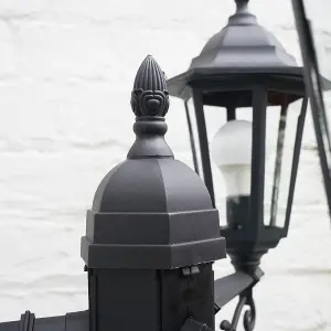 ValueLights Mayfair Traditional Victorian Style 1.95m Black 3 Way IP44 Outdoor Garden Lamp Post Light with LED Bulb