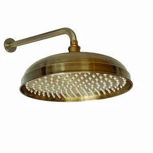 ENKI Traditional Antique Brass Fixed Wall Mounted Brass Shower Head & Arm 300mm