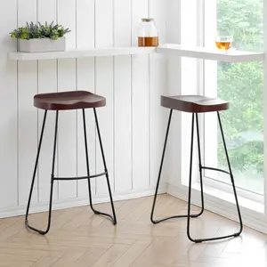 Gallitzin Solid Wood Kitchen Counter Bar Stool (Set of 2) Walnut / Bar Stool (76.25cm Seat Height)