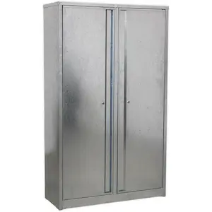 Durable Galvanized Steel Floor Cabinet with Locking Double Doors and Adjustable Shelves